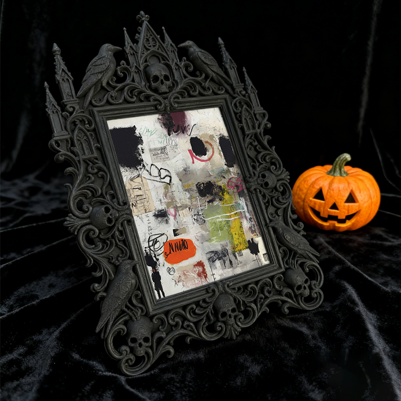 Popular Gothic Dark-style Photo Frame | Dark Fantasy LARP Camp Decor, Photo Ornament, Wall/Table Dual-use, Waterproof Foldable Frame
