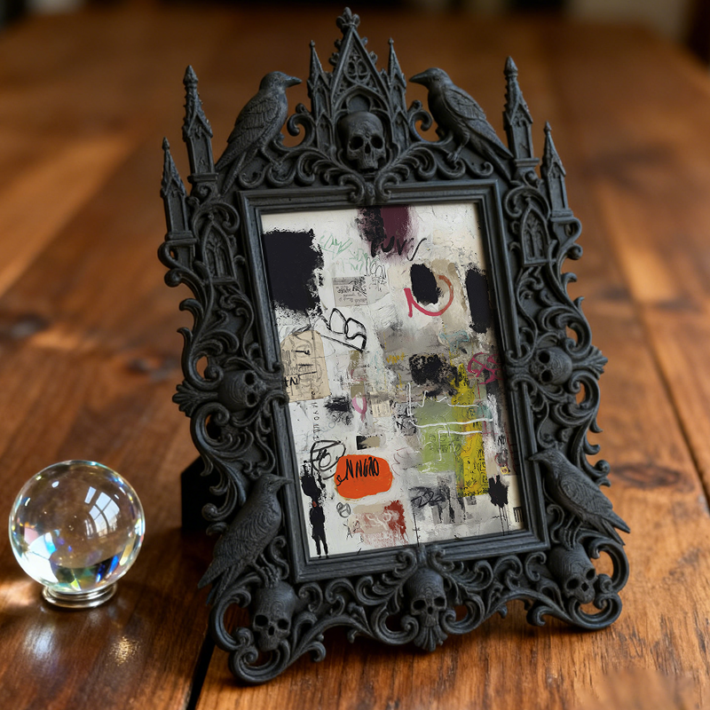 Popular Gothic Dark-style Photo Frame | Dark Fantasy LARP Camp Decor, Photo Ornament, Wall/Table Dual-use, Waterproof Foldable Frame