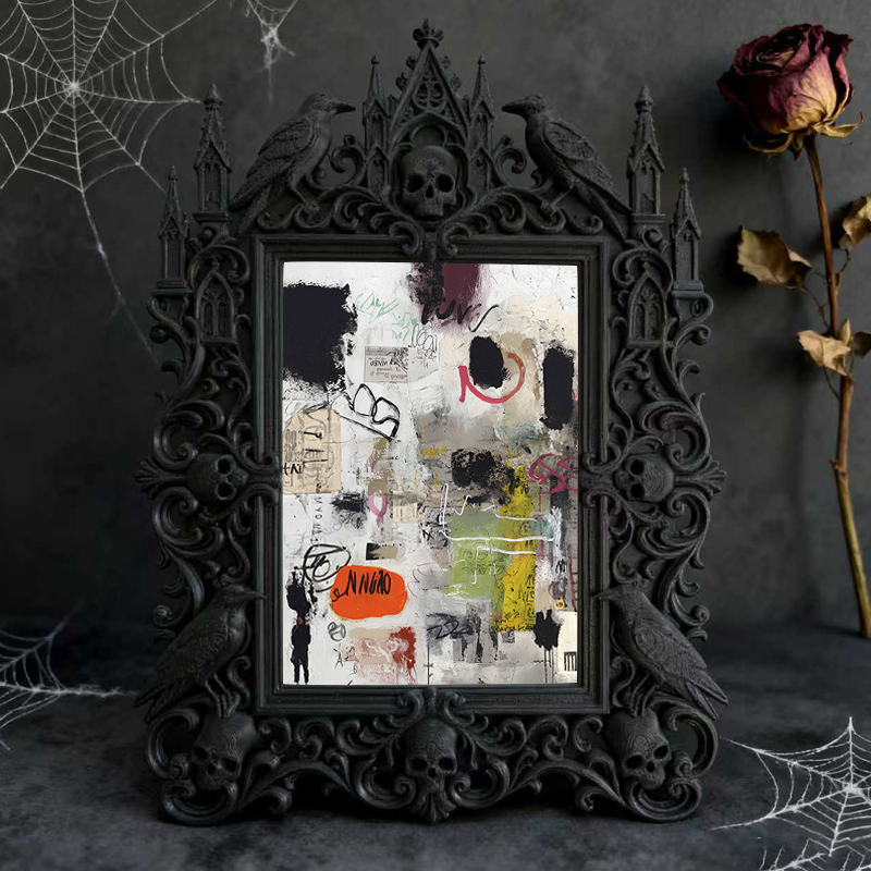 Popular Gothic Dark-style Photo Frame | Dark Fantasy LARP Camp Decor, Photo Ornament, Wall/Table Dual-use, Waterproof Foldable Frame