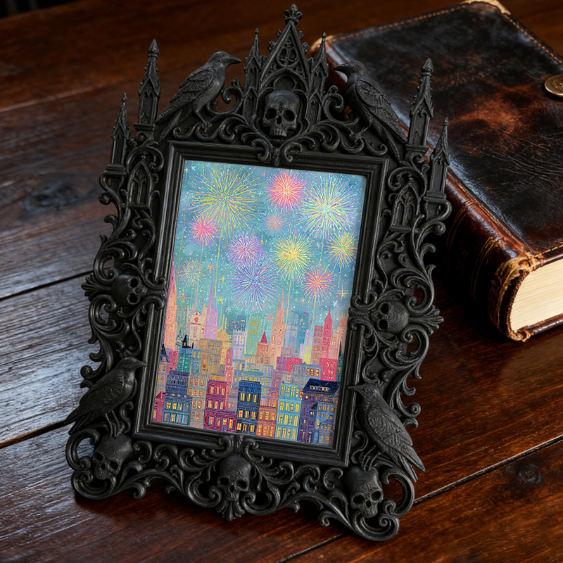 Stylish Gothic Dark-style Photo Frame | Gothic Vintage Clothing Store Decor, Photo Ornament, Wall-mountable & Tabletop, Waterproof Scratch-p