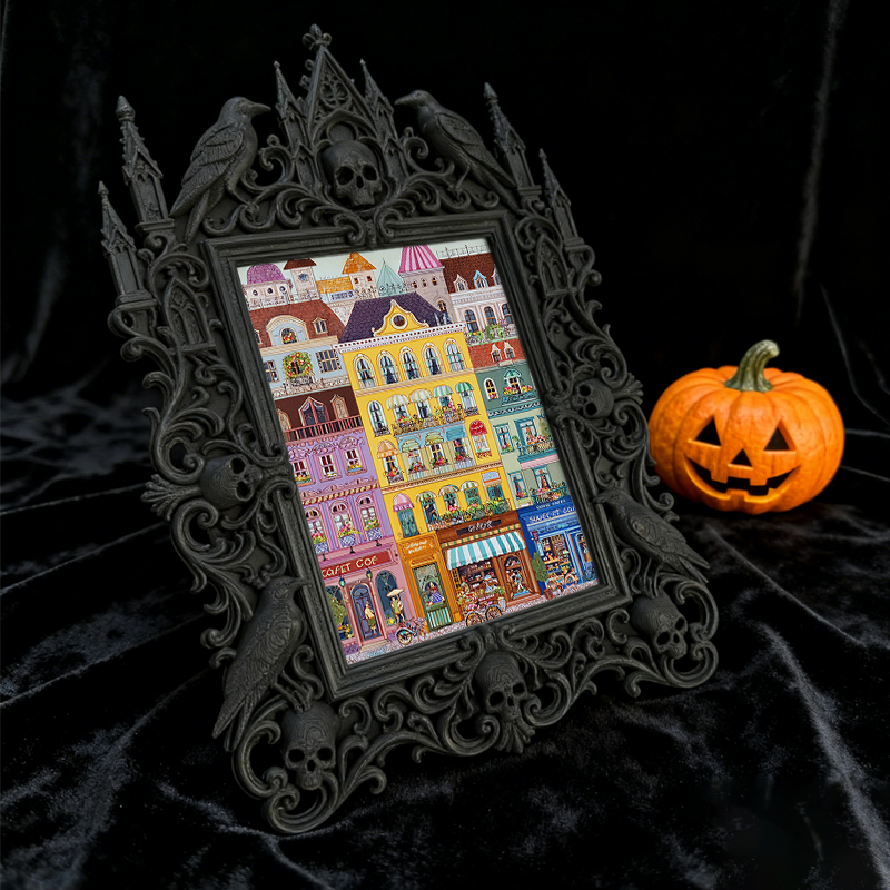 Top-rated Gothic Dark-style Photo Frame | Halloween Haunted Hayride Booth Decor, Photo Ornament, Dual-use Display, Waterproof Holiday Frame