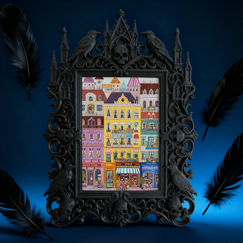 Top-rated Gothic Dark-style Photo Frame | Halloween Haunted Hayride Booth Decor, Photo Ornament, Dual-use Display, Waterproof Holiday Frame