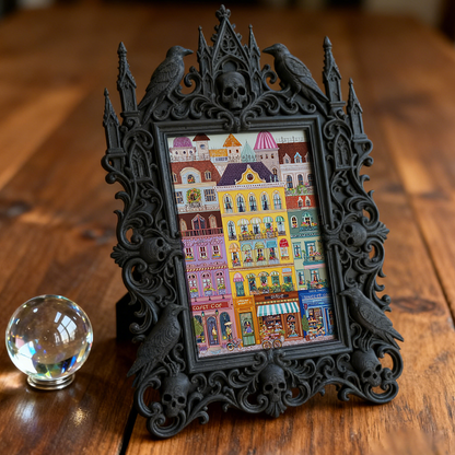 Top-rated Gothic Dark-style Photo Frame | Halloween Haunted Hayride Booth Decor, Photo Ornament, Dual-use Display, Waterproof Holiday Frame