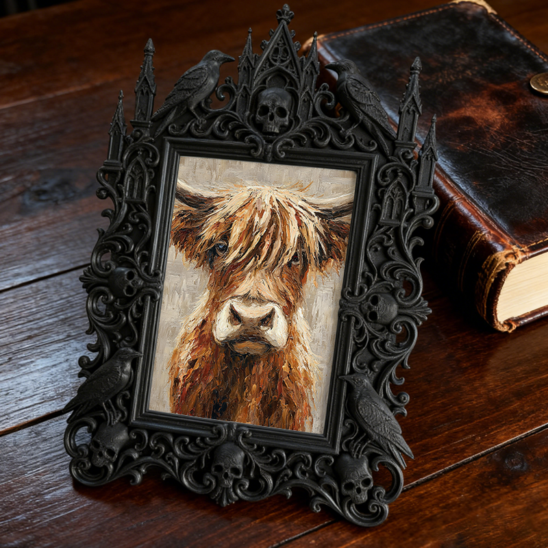 Premium Gothic Dark-style Photo Frame | Gothic Taxidermy Art Studio Decor, Photo Ornament, Wall-mountable & Tabletop, Waterproof Shockproof 