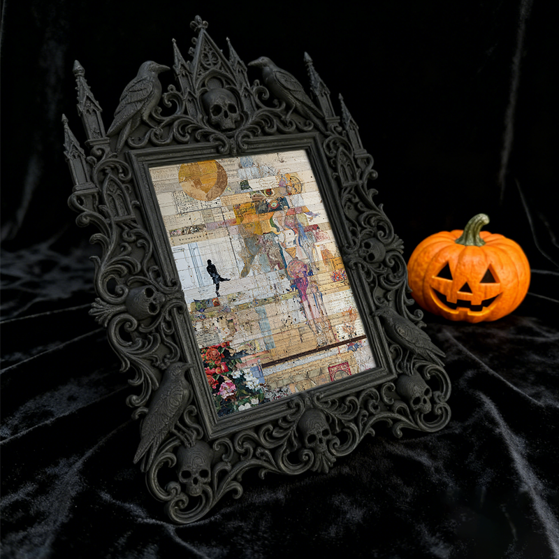 Popular Gothic Dark-style Photo Frame | Vampire Themed Coffee Shop Decor, Photo Ornament, Wall/Table Dual-use, Waterproof Rustic Plastic Fra