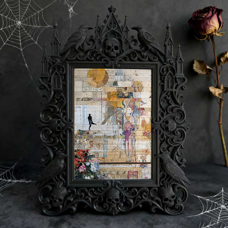 Popular Gothic Dark-style Photo Frame | Vampire Themed Coffee Shop Decor, Photo Ornament, Wall/Table Dual-use, Waterproof Rustic Plastic Fra