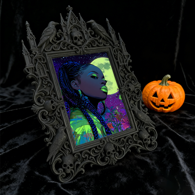 Exclusive Gothic Dark-style Photo Frame | Witchy Palmistry Reading Booth Decor, Photo Ornament, Wall-mountable & Tabletop, Waterproof Plasti