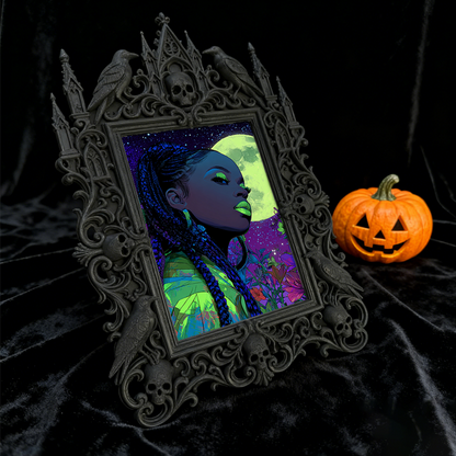 Exclusive Gothic Dark-style Photo Frame | Witchy Palmistry Reading Booth Decor, Photo Ornament, Wall-mountable & Tabletop, Waterproof Plasti