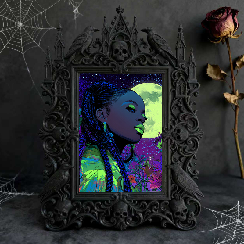 Exclusive Gothic Dark-style Photo Frame | Witchy Palmistry Reading Booth Decor, Photo Ornament, Wall-mountable & Tabletop, Waterproof Plasti