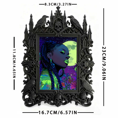 Exclusive Gothic Dark-style Photo Frame | Witchy Palmistry Reading Booth Decor, Photo Ornament, Wall-mountable & Tabletop, Waterproof Plasti