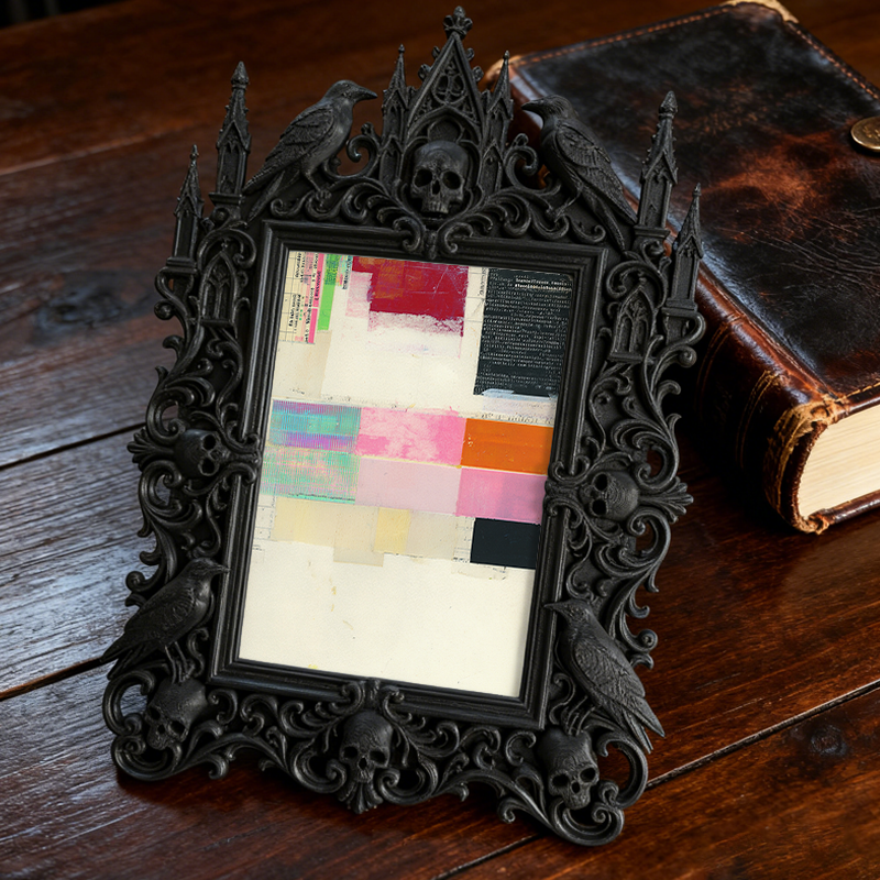 Chic Gothic Dark-style Photo Frame | Dark Leather Craft Studio Display, Photo Ornament, Wall/Table Dual-use, Scratch-resistant Waterproof Fr