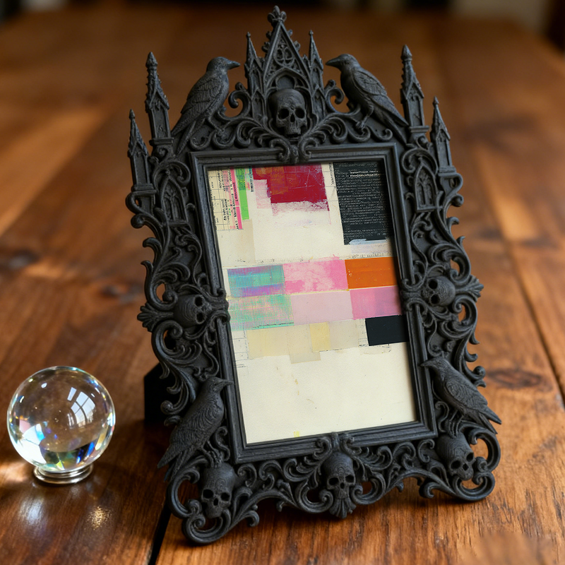 Chic Gothic Dark-style Photo Frame | Dark Leather Craft Studio Display, Photo Ornament, Wall/Table Dual-use, Scratch-resistant Waterproof Fr