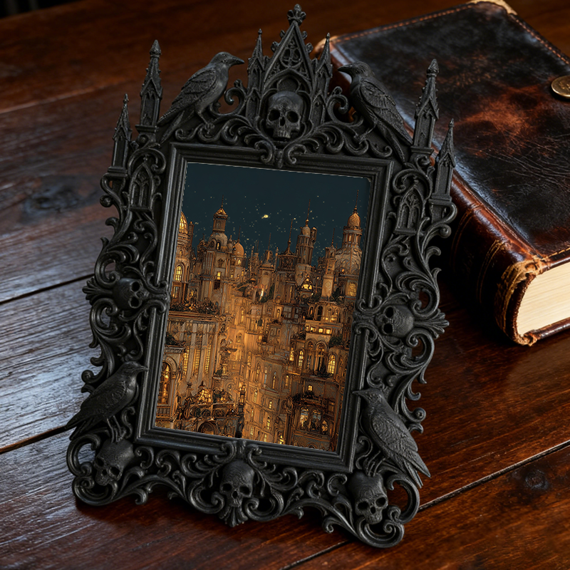 Rare Gothic Dark-style Photo Frame | Vampire Themed Board Game Café Decor, Photo Ornament, Dual-use Display, Durable Waterproof Plastic Fram