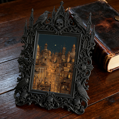 Rare Gothic Dark-style Photo Frame | Vampire Themed Board Game Café Decor, Photo Ornament, Dual-use Display, Durable Waterproof Plastic Fram