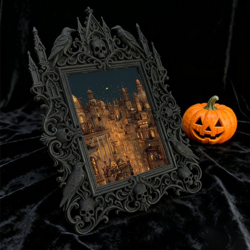 Rare Gothic Dark-style Photo Frame | Vampire Themed Board Game Café Decor, Photo Ornament, Dual-use Display, Durable Waterproof Plastic Fram