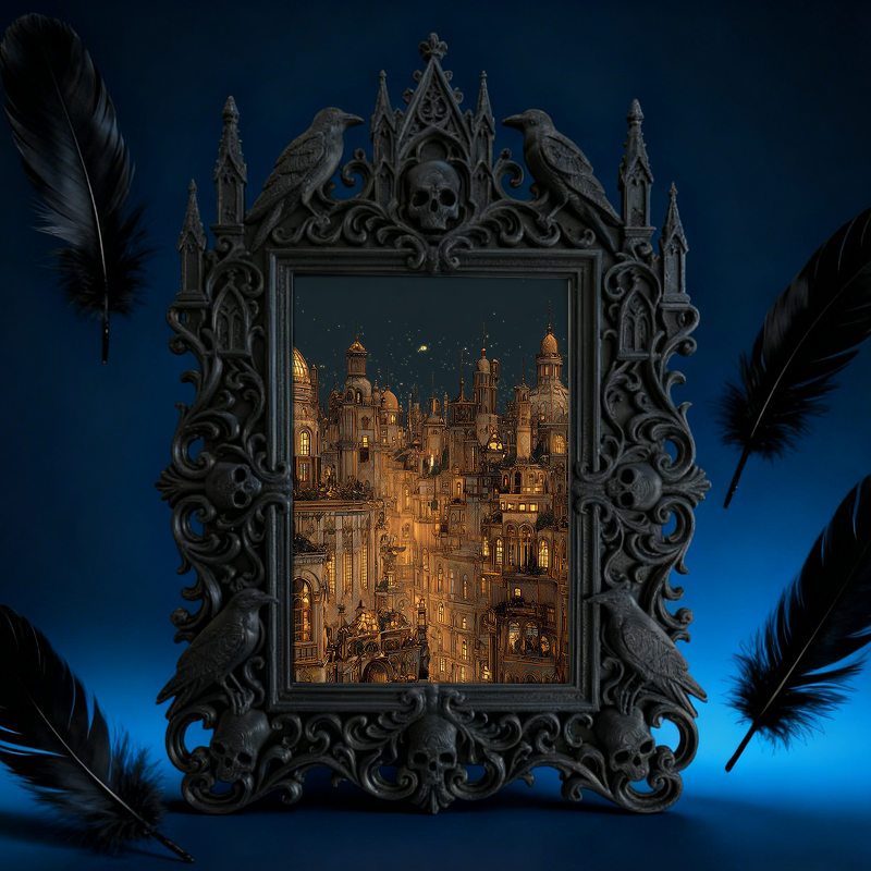 Rare Gothic Dark-style Photo Frame | Vampire Themed Board Game Café Decor, Photo Ornament, Dual-use Display, Durable Waterproof Plastic Fram