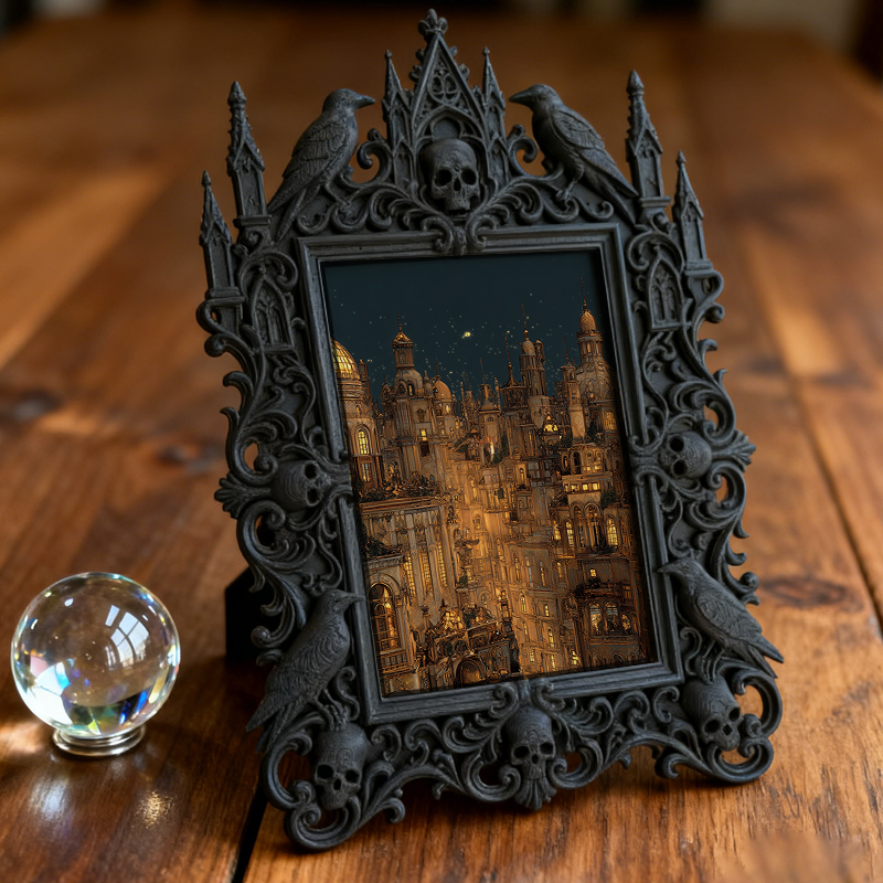 Rare Gothic Dark-style Photo Frame | Vampire Themed Board Game Café Decor, Photo Ornament, Dual-use Display, Durable Waterproof Plastic Fram