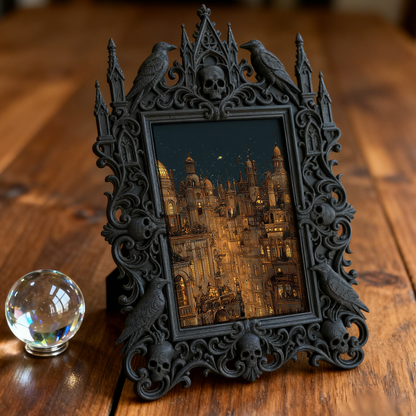 Rare Gothic Dark-style Photo Frame | Vampire Themed Board Game Café Decor, Photo Ornament, Dual-use Display, Durable Waterproof Plastic Fram