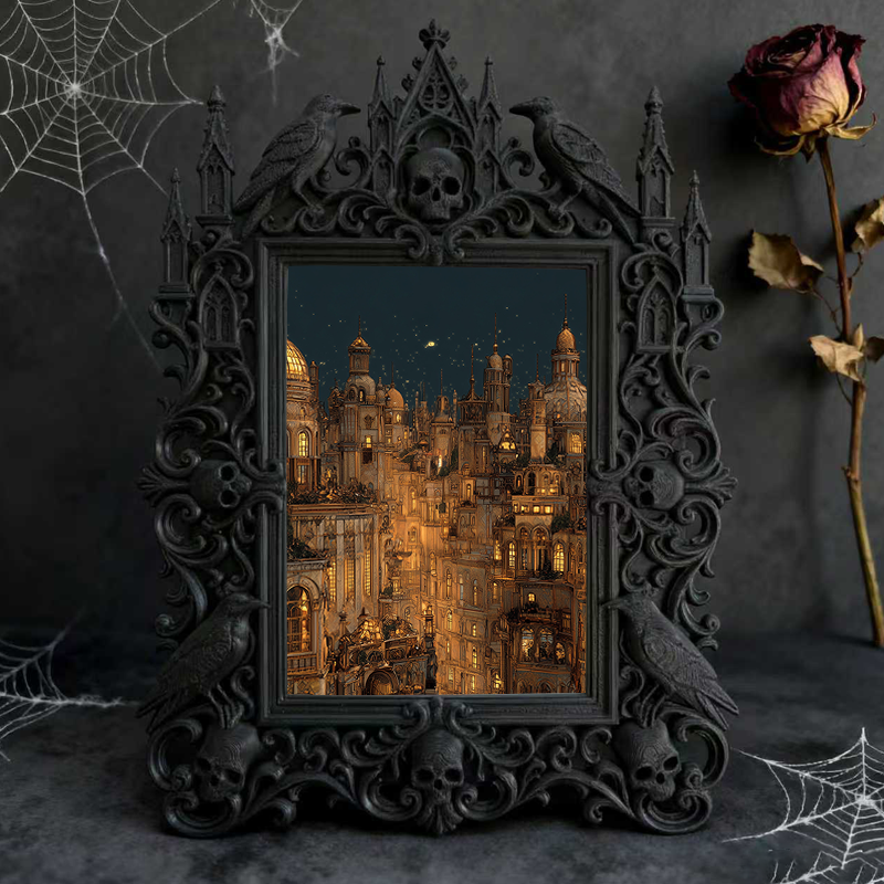 Rare Gothic Dark-style Photo Frame | Vampire Themed Board Game Café Decor, Photo Ornament, Dual-use Display, Durable Waterproof Plastic Fram