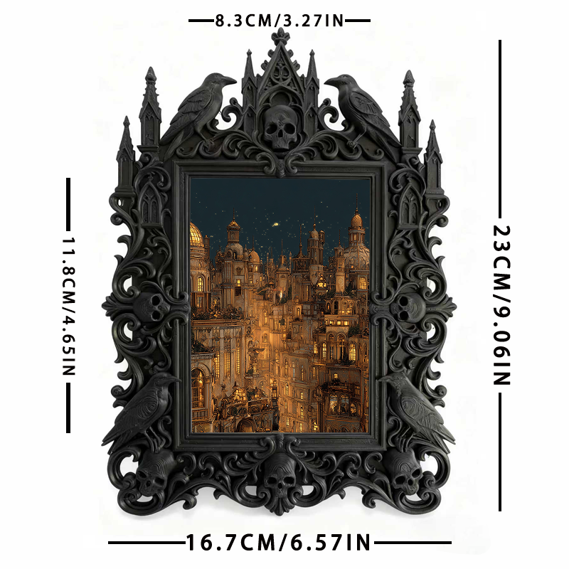 Rare Gothic Dark-style Photo Frame | Vampire Themed Board Game Café Decor, Photo Ornament, Dual-use Display, Durable Waterproof Plastic Fram
