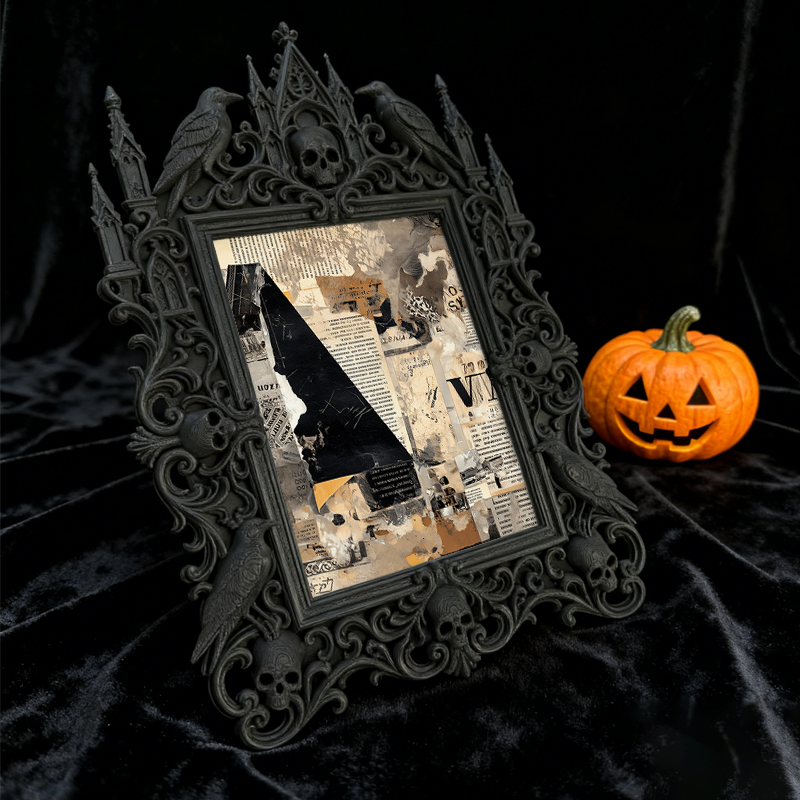 Sleek Gothic Dark-style Photo Frame | Occult Candle Wax Seal Studio Decor, Photo Ornament, Wall-mountable & Tabletop, Vintage Waterproof Fra