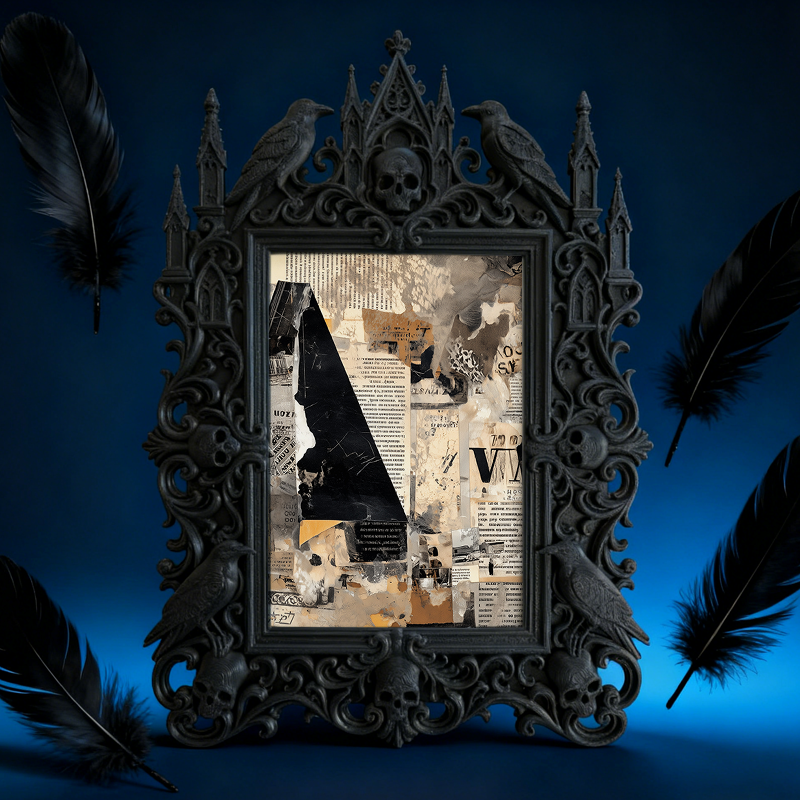 Sleek Gothic Dark-style Photo Frame | Occult Candle Wax Seal Studio Decor, Photo Ornament, Wall-mountable & Tabletop, Vintage Waterproof Fra