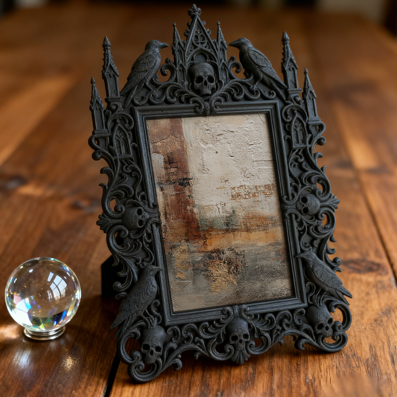 Chic Gothic Dark-style Photo Frame | Gothic Burlesque Costume Shop Decor, Photo Ornament, Wall-mountable & Tabletop, Slim Waterproof Frame