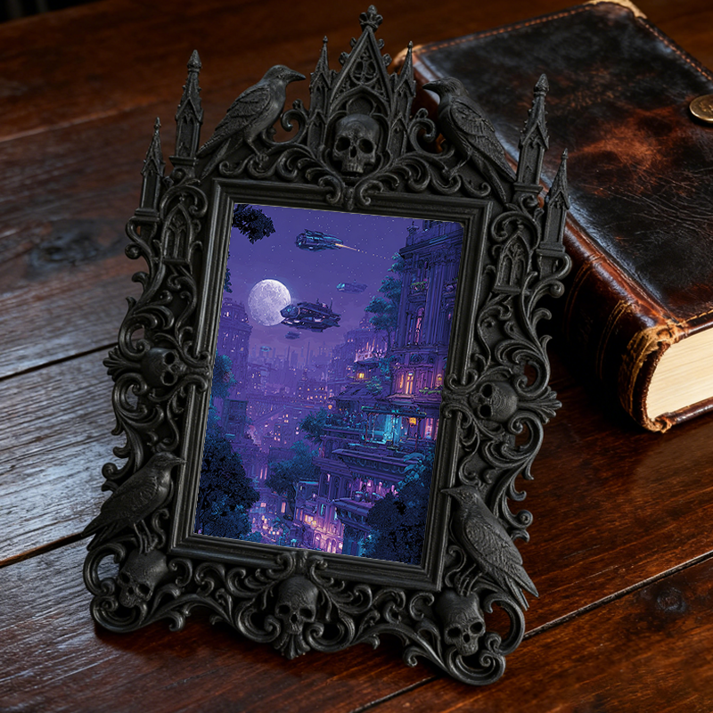 Rare Gothic Dark-style Photo Frame | Werewolf Themed Camping Gear Shop Decor, Photo Ornament, Wall-mountable & Tabletop, Rustic Waterproof F