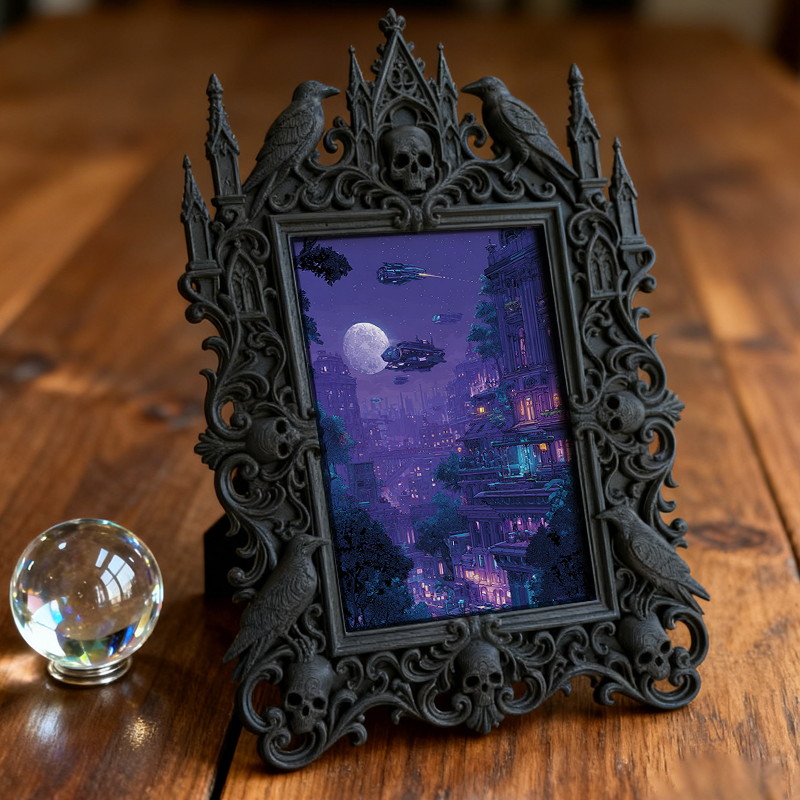 Rare Gothic Dark-style Photo Frame | Werewolf Themed Camping Gear Shop Decor, Photo Ornament, Wall-mountable & Tabletop, Rustic Waterproof F