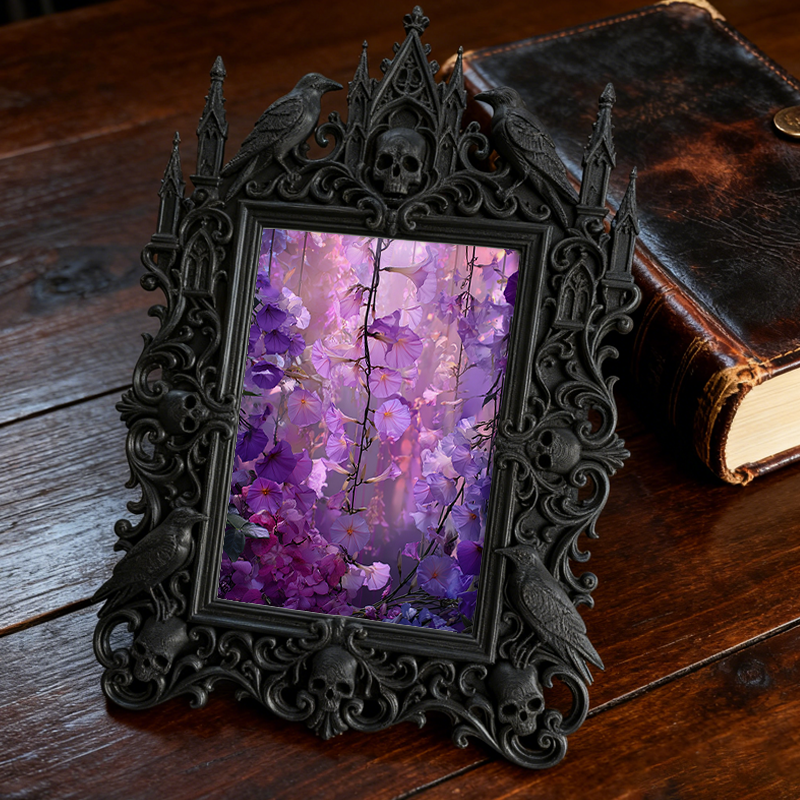 Sleek Gothic Dark-style Photo Frame | Dark Calligraphy Ink Studio Decor, Photo Ornament, Wall/Table Dual-use, Stain-resistant Waterproof Fra