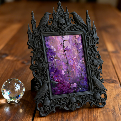 Sleek Gothic Dark-style Photo Frame | Dark Calligraphy Ink Studio Decor, Photo Ornament, Wall/Table Dual-use, Stain-resistant Waterproof Fra