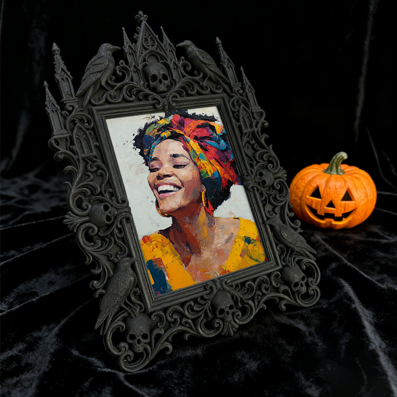 Exclusive Gothic Dark-style Photo Frame | Witchy Crystal Gridding Nook Decor, Photo Ornament, Wall-mountable & Tabletop, Lightweight Waterpr