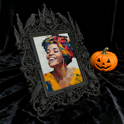 Exclusive Gothic Dark-style Photo Frame | Witchy Crystal Gridding Nook Decor, Photo Ornament, Wall-mountable & Tabletop, Lightweight Waterpr