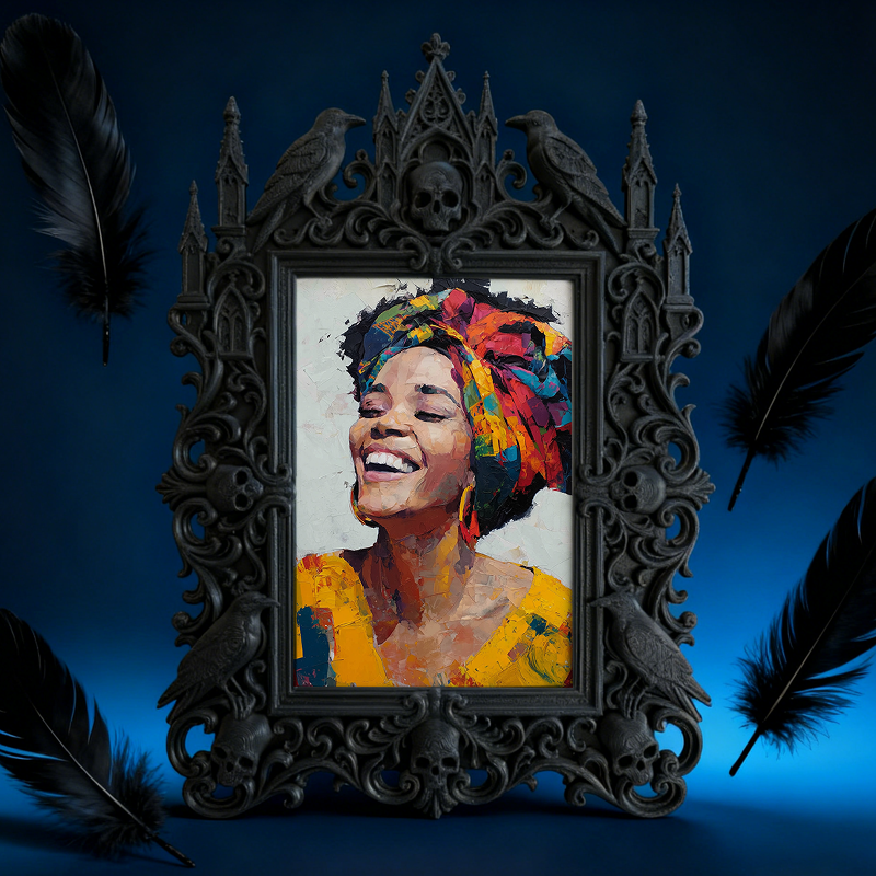 Exclusive Gothic Dark-style Photo Frame | Witchy Crystal Gridding Nook Decor, Photo Ornament, Wall-mountable & Tabletop, Lightweight Waterpr