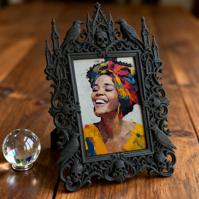 Exclusive Gothic Dark-style Photo Frame | Witchy Crystal Gridding Nook Decor, Photo Ornament, Wall-mountable & Tabletop, Lightweight Waterpr