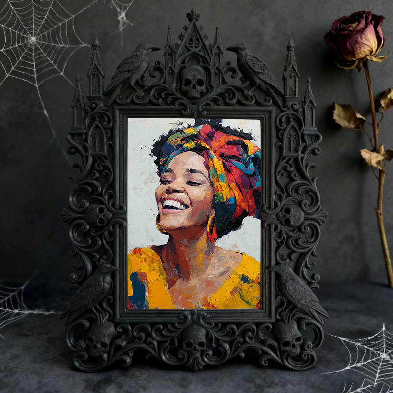 Exclusive Gothic Dark-style Photo Frame | Witchy Crystal Gridding Nook Decor, Photo Ornament, Wall-mountable & Tabletop, Lightweight Waterpr