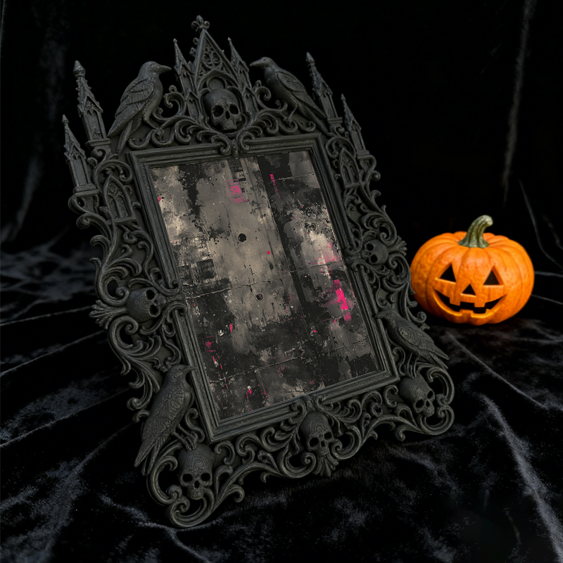 Chic Gothic Dark-style Photo Frame | Gothic Vintage Vinyl Repair Shop Decor, Photo Ornament, Dual-use Display, Retro Waterproof Plastic Fram