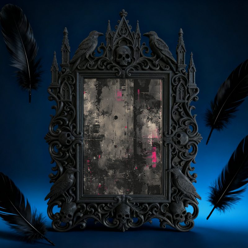 Chic Gothic Dark-style Photo Frame | Gothic Vintage Vinyl Repair Shop Decor, Photo Ornament, Dual-use Display, Retro Waterproof Plastic Fram