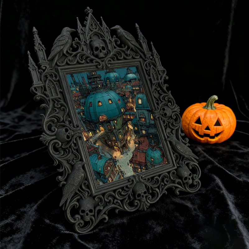Must-have Gothic Dark-style Photo Frame | Horror Themed Escape Game Prize Decor, Photo Ornament, Wall-mountable & Tabletop, Reusable Waterpr