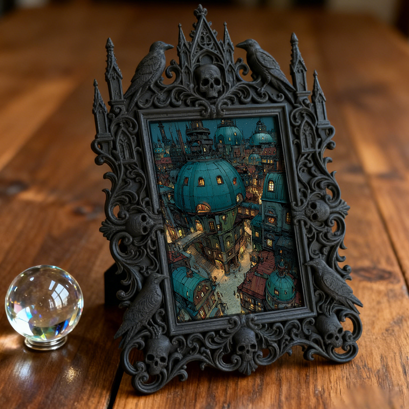 Must-have Gothic Dark-style Photo Frame | Horror Themed Escape Game Prize Decor, Photo Ornament, Wall-mountable & Tabletop, Reusable Waterpr