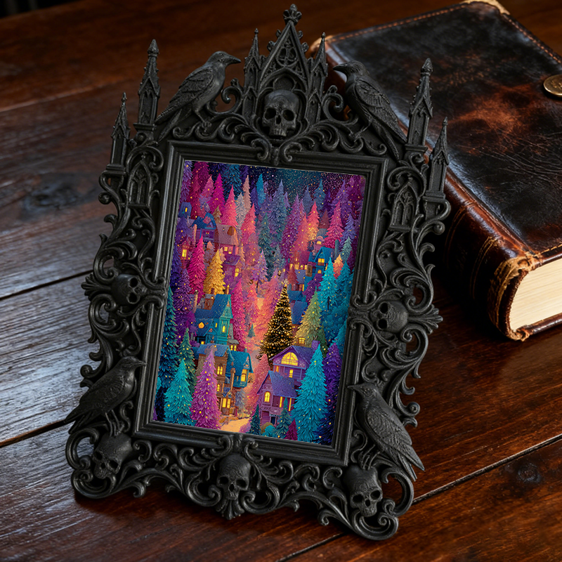Rare Gothic Dark-style Photo Frame | Vampire Cosplay Wig Shop Display, Photo Ornament, Wall/Table Dual-use, High-gloss Waterproof Frame