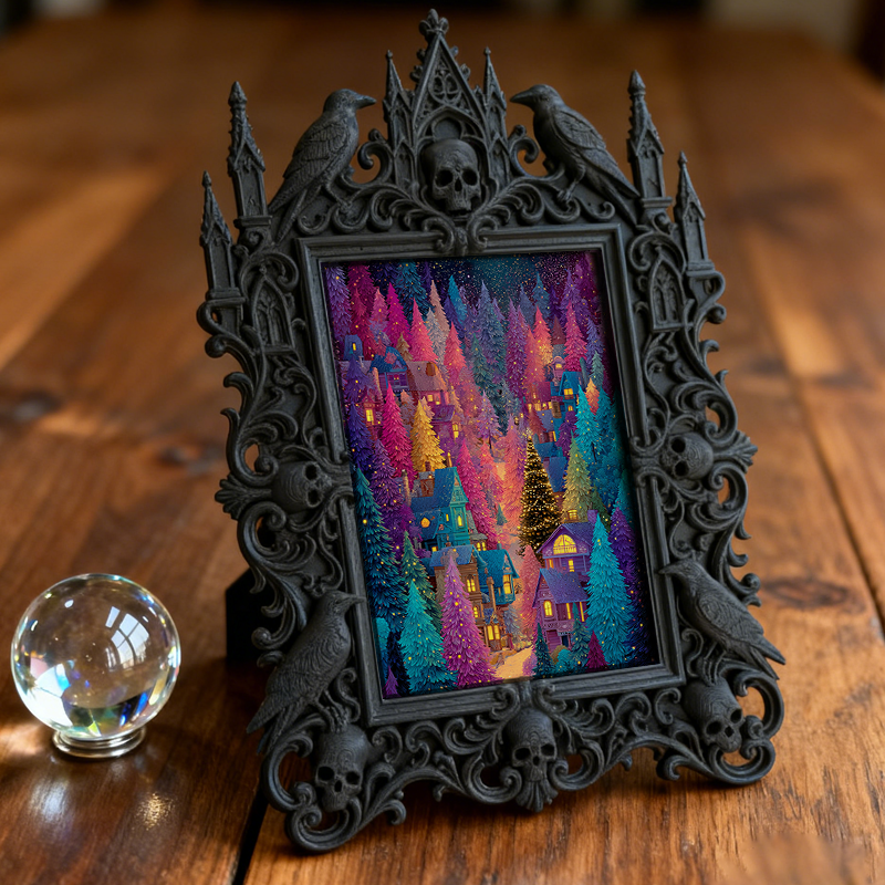 Rare Gothic Dark-style Photo Frame | Vampire Cosplay Wig Shop Display, Photo Ornament, Wall/Table Dual-use, High-gloss Waterproof Frame