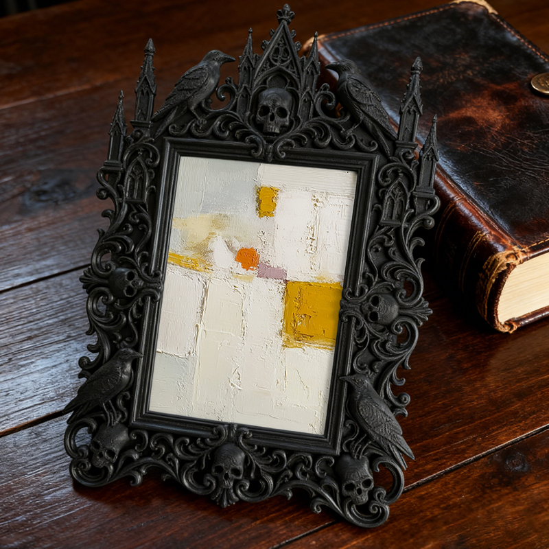 Sleek Gothic Dark-style Photo Frame | Dark Academia Fountain Pen Shop Decor, Photo Ornament, Wall-mountable & Tabletop, Minimalist Waterproo