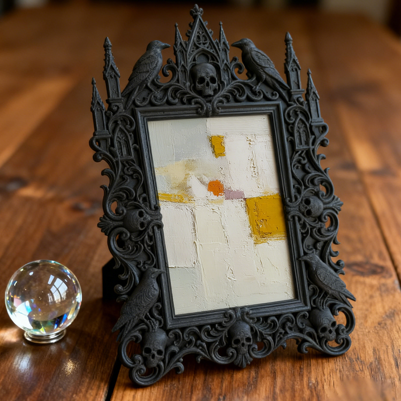 Sleek Gothic Dark-style Photo Frame | Dark Academia Fountain Pen Shop Decor, Photo Ornament, Wall-mountable & Tabletop, Minimalist Waterproo