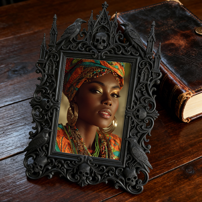 Rare Gothic Dark-style Photo Frame | Dark Fantasy Miniature Figurine Shop Decor, Photo Ornament, Wall-mountable & Tabletop, Collectible Wate