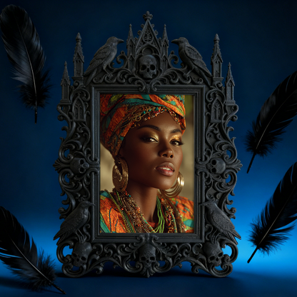 Rare Gothic Dark-style Photo Frame | Dark Fantasy Miniature Figurine Shop Decor, Photo Ornament, Wall-mountable & Tabletop, Collectible Wate