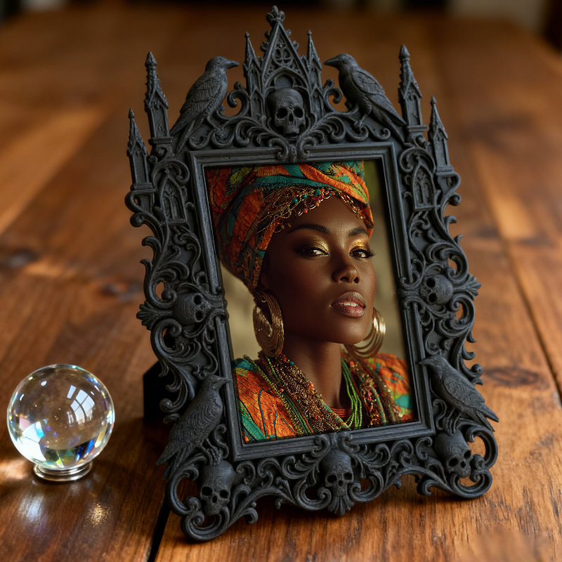 Rare Gothic Dark-style Photo Frame | Dark Fantasy Miniature Figurine Shop Decor, Photo Ornament, Wall-mountable & Tabletop, Collectible Wate