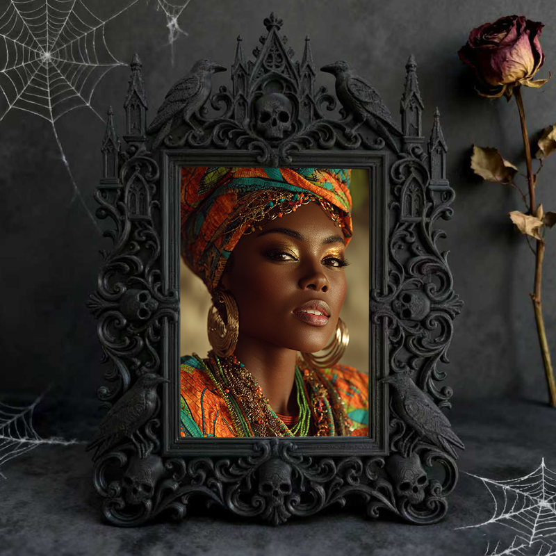 Rare Gothic Dark-style Photo Frame | Dark Fantasy Miniature Figurine Shop Decor, Photo Ornament, Wall-mountable & Tabletop, Collectible Wate