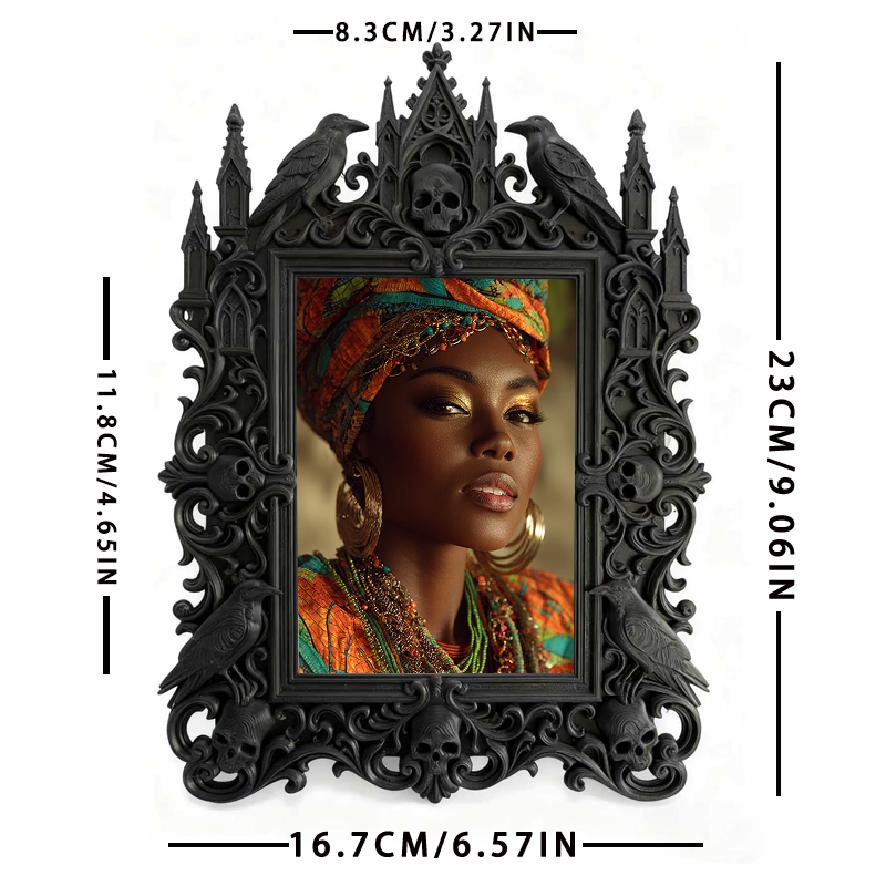 Rare Gothic Dark-style Photo Frame | Dark Fantasy Miniature Figurine Shop Decor, Photo Ornament, Wall-mountable & Tabletop, Collectible Wate