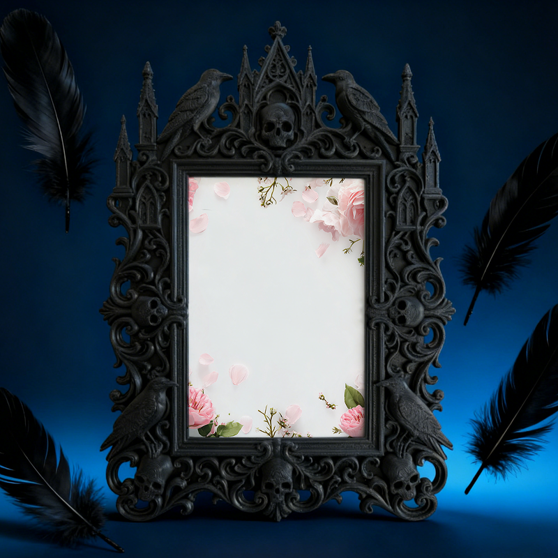 Exclusive Gothic Dark-style Photo Frame | Witchy Tarot Card Deck Shop Decor, Photo Ornament, Wall-mountable & Tabletop, Frosted Waterproof F